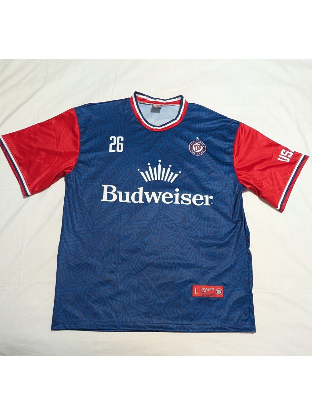 2026 Washington Nationals Budweiser Soccer Jersey Size L SGA Stadium Giveaway
